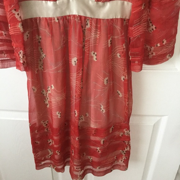 Development by Erica Davies Red 100% Silk Floral Print Dress EUC - Picture 8 of 16
